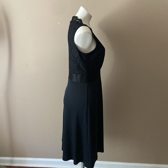 Banana Republic Black Lace Sleeveless Cotton Silk Blend Cocktail Dress Size 10 - Picture 4 of 8